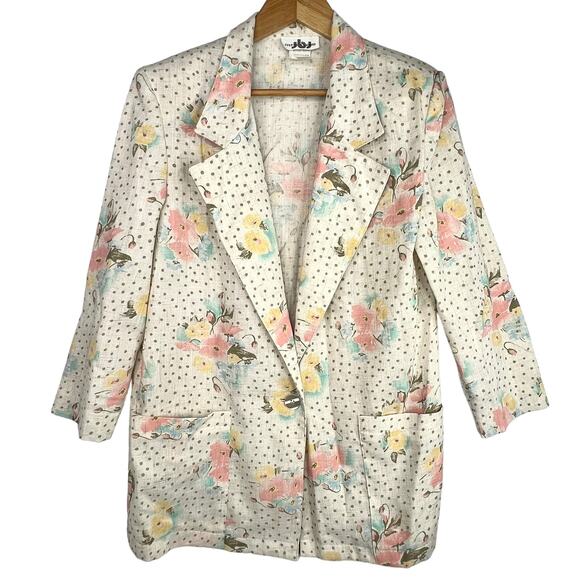 Vintage Just In B. Jones 80s Floral Blazer - Picture 1 of 9